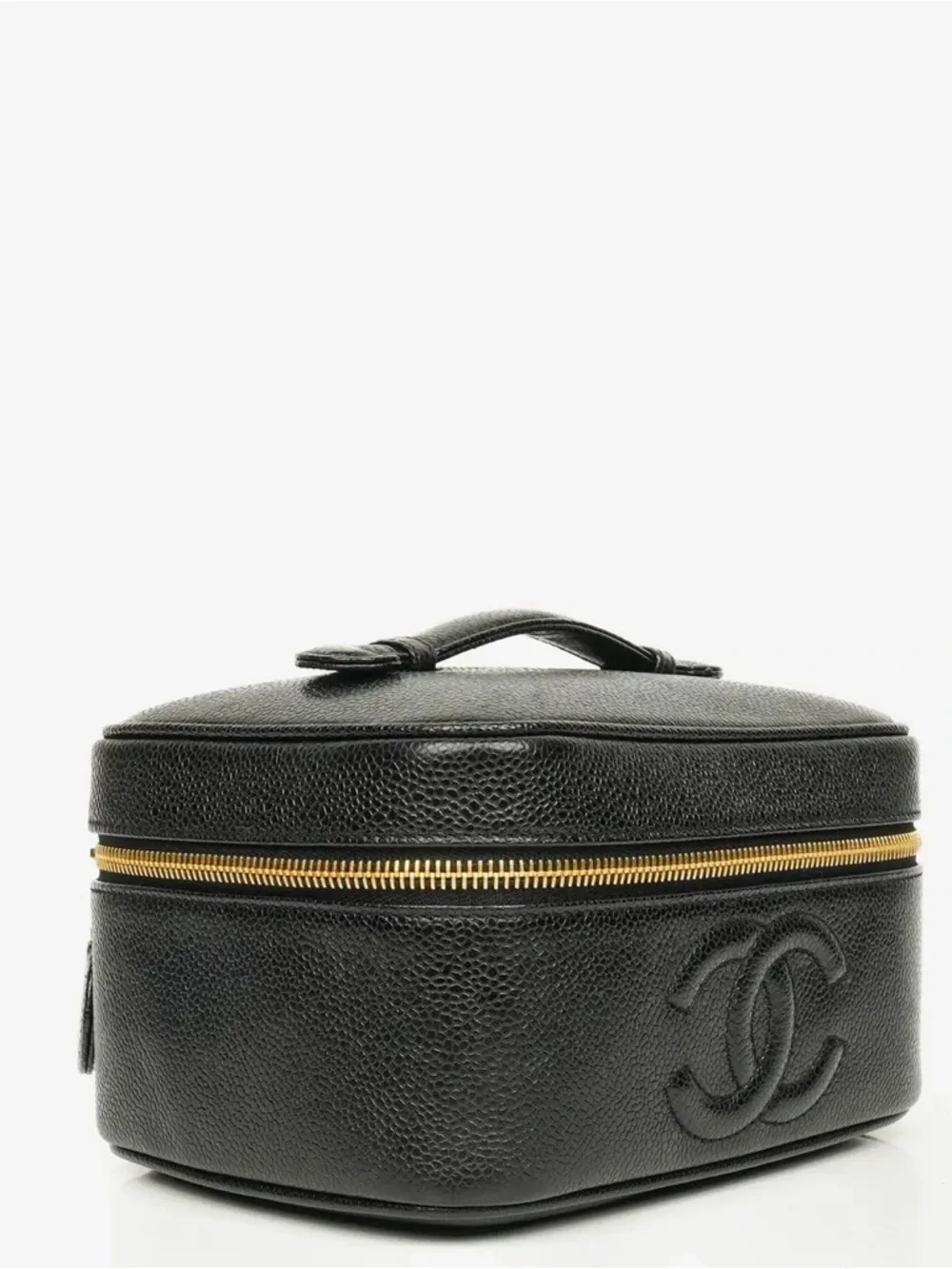 CHANEL Black Quilted Vanity Case with Gold Hardware